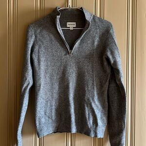 Frank and Oak Grey 1/4 Zip Sweater